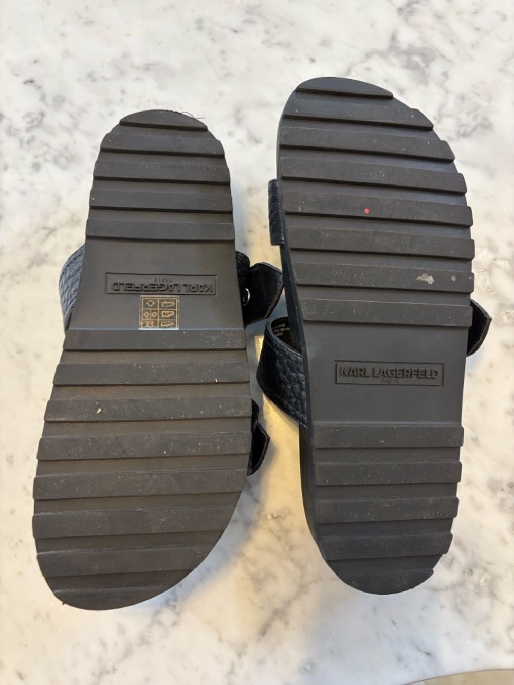 Karl Lagerfeld Barlow Black Jeweled Double-Buckle Slide Sandals -9 - Picture 4 of 5